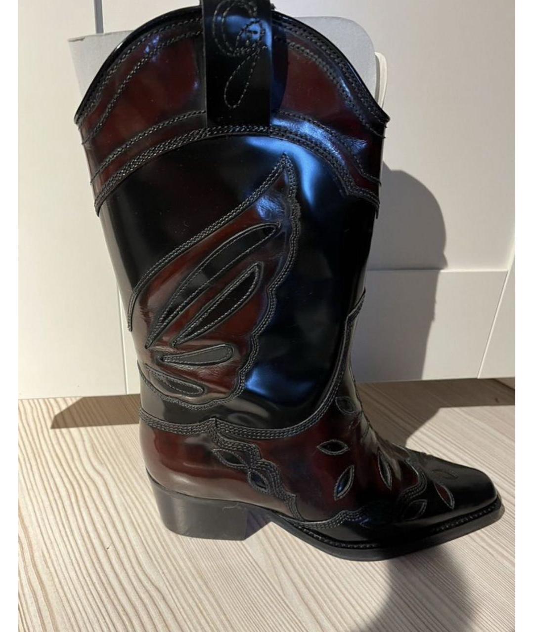 GANNI Черные кожаные сапоги, фото 9