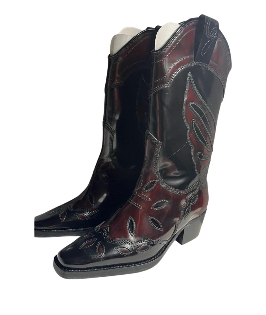 GANNI Черные кожаные сапоги, фото 2