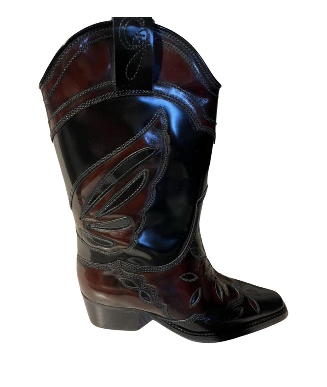 GANNI Черные кожаные сапоги, фото 1