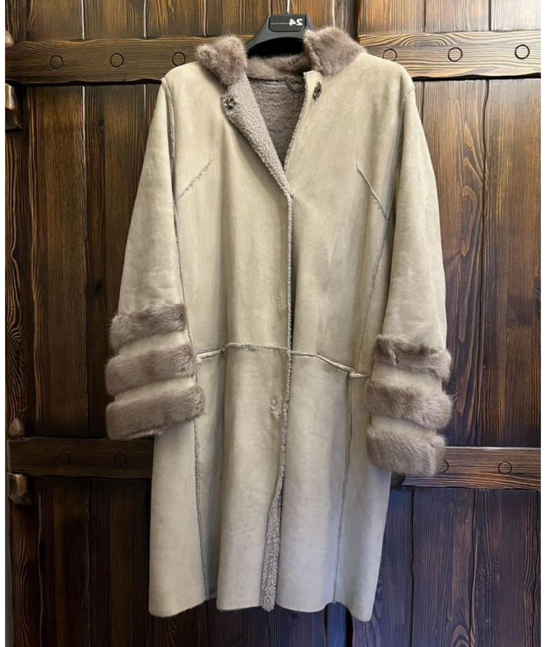 MANZONI 24 Бежевая кожаная дубленка, фото 6