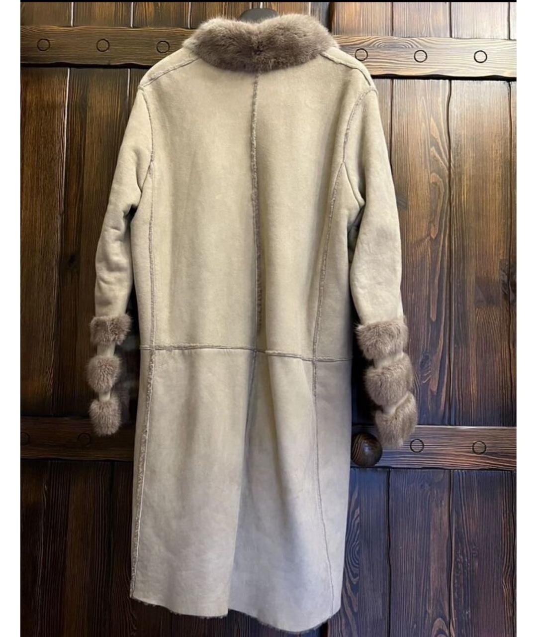 MANZONI 24 Бежевая кожаная дубленка, фото 2
