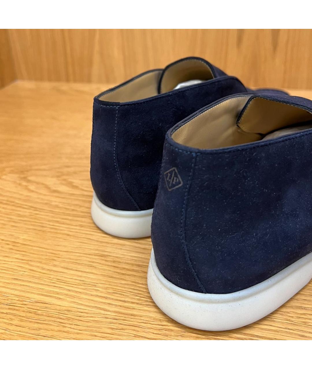 LORO PIANA Темно-синие замшевые лоферы, фото 3