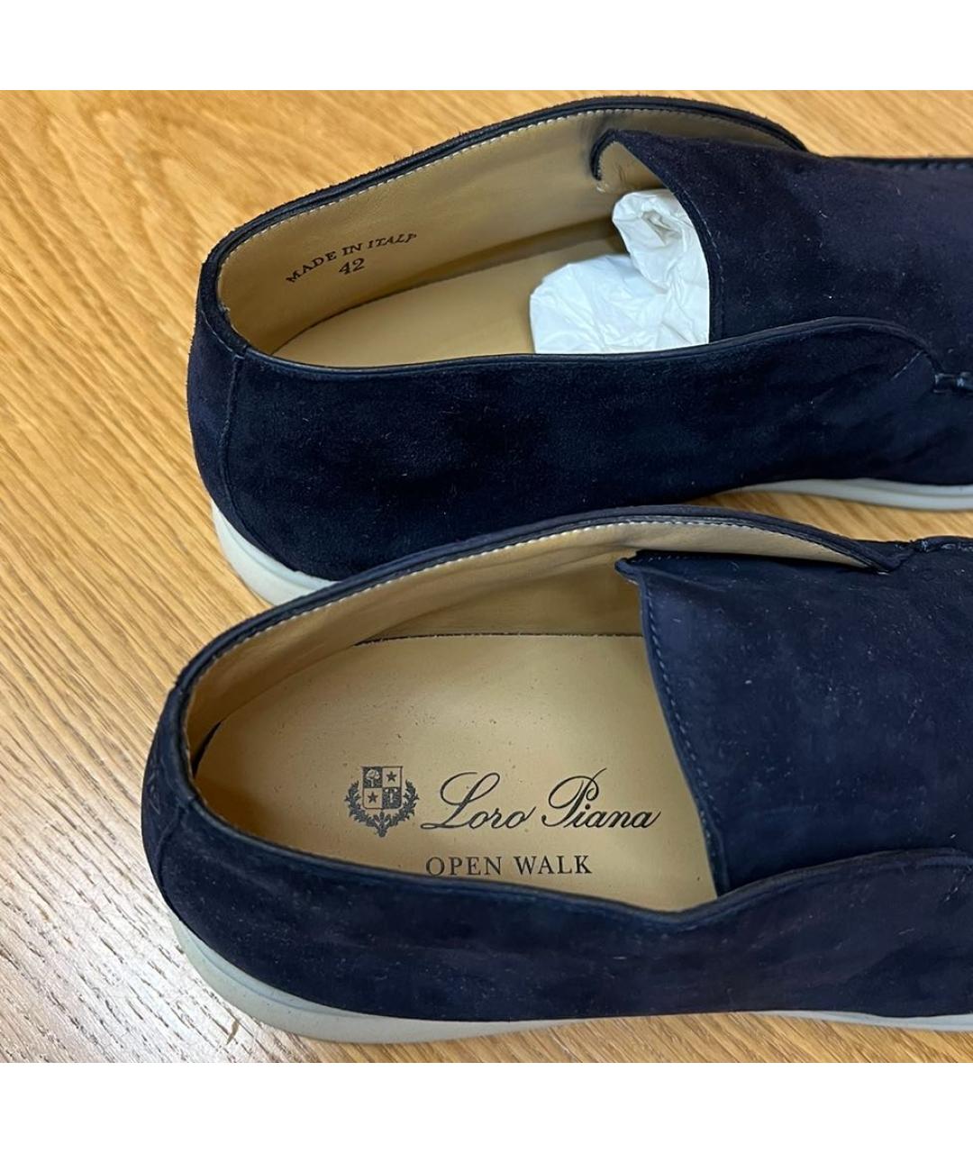 LORO PIANA Темно-синие замшевые лоферы, фото 4