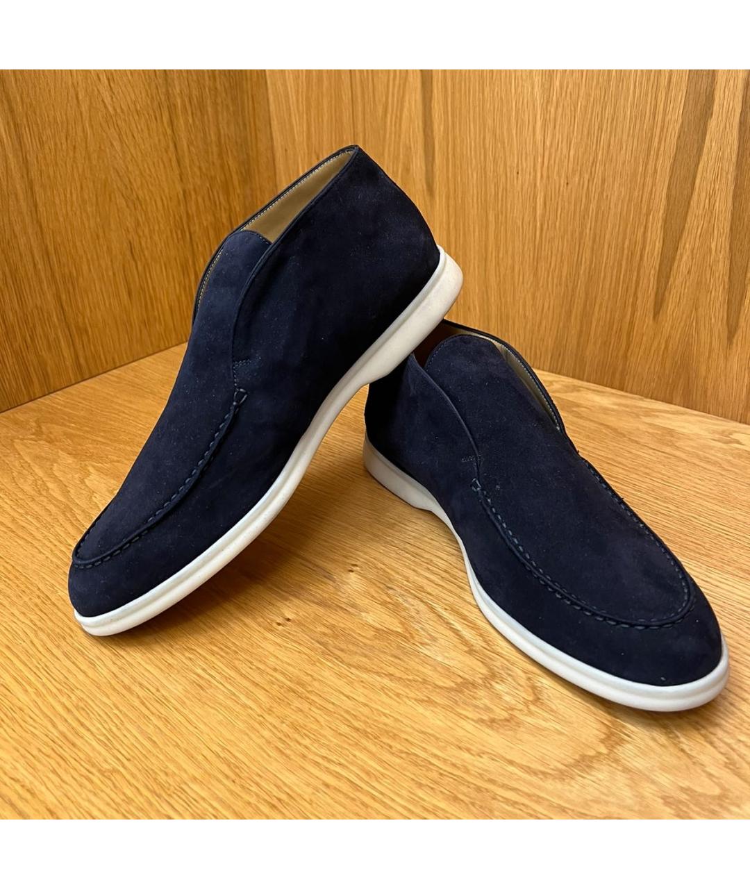 LORO PIANA Темно-синие замшевые лоферы, фото 2