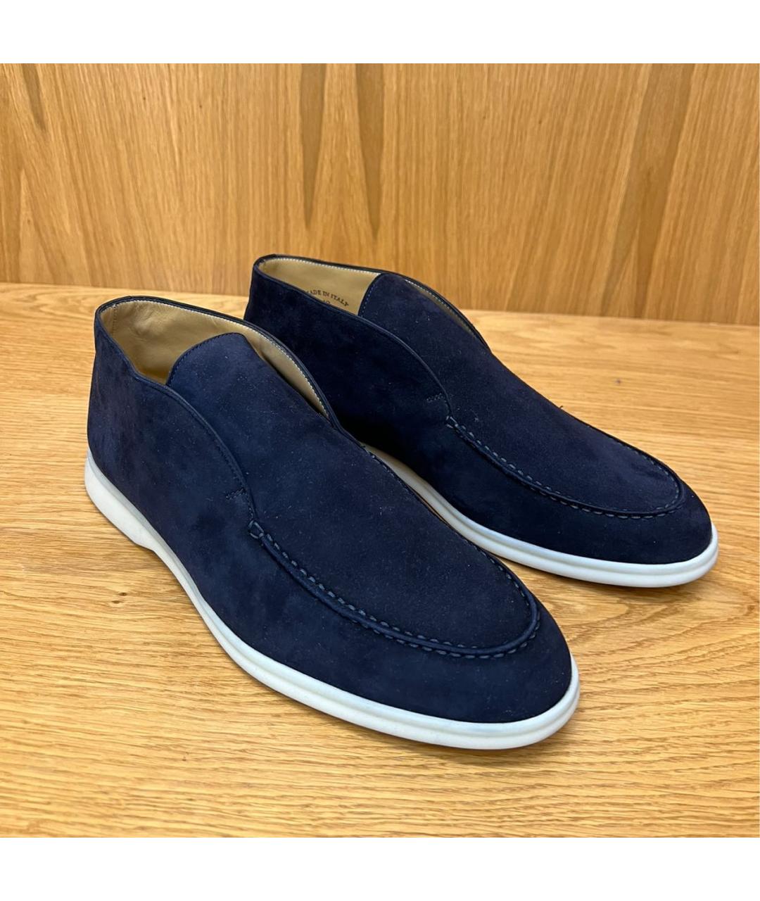LORO PIANA Темно-синие замшевые лоферы, фото 5