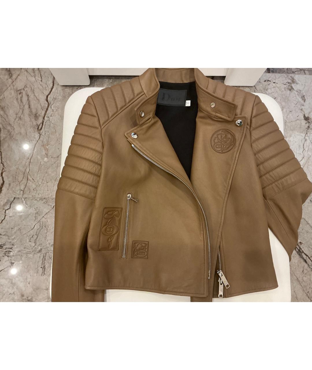 CHRISTIAN DIOR Коричневая кожаная куртка, фото 2