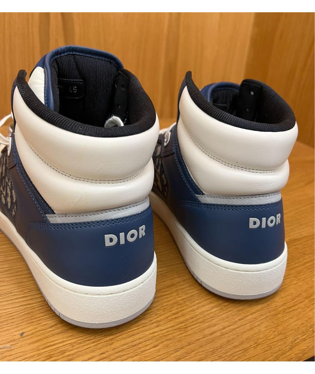CHRISTIAN DIOR Темно-синие кожаные высокие кроссовки / кеды, фото 7