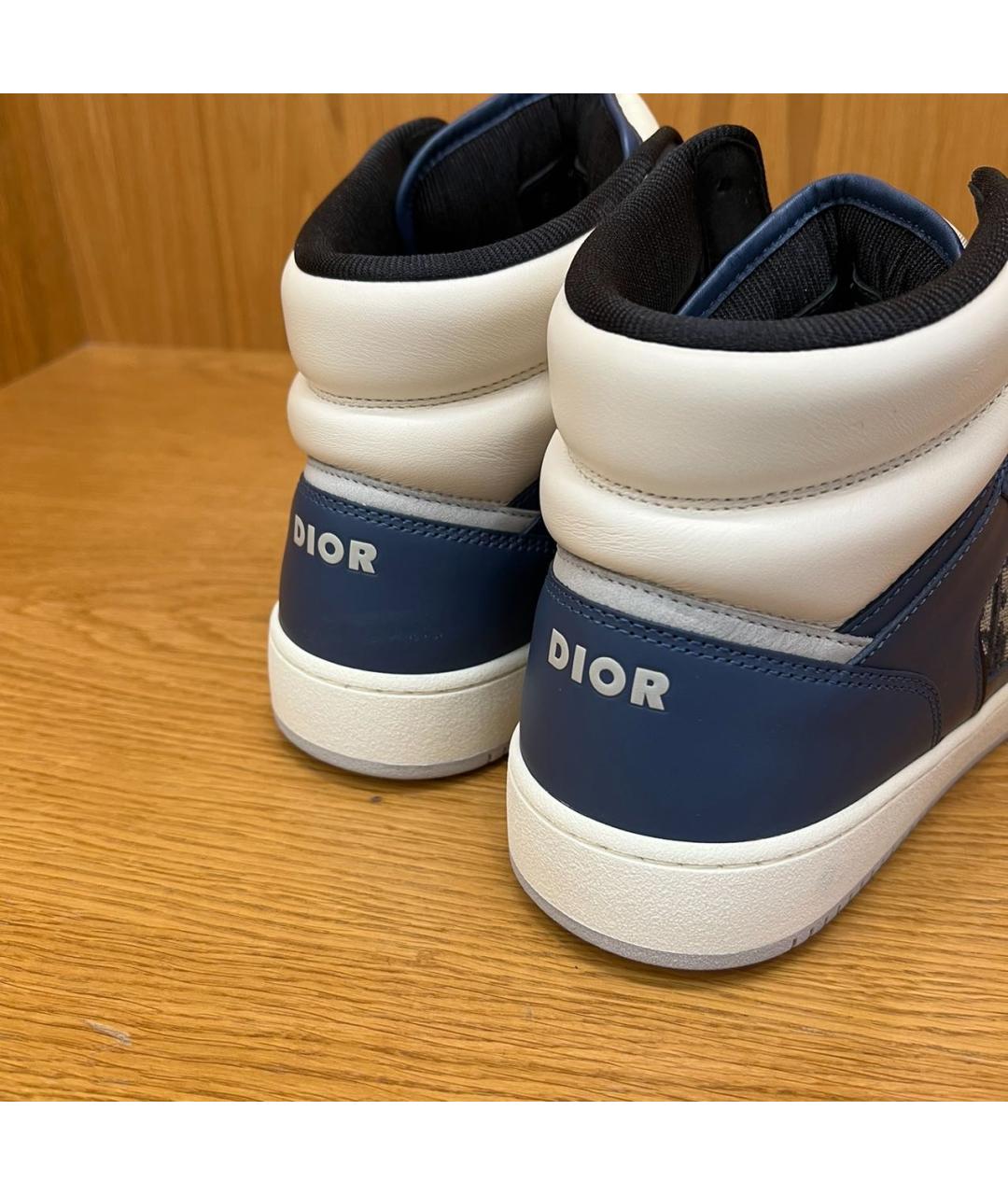 CHRISTIAN DIOR Темно-синие кожаные высокие кроссовки / кеды, фото 5