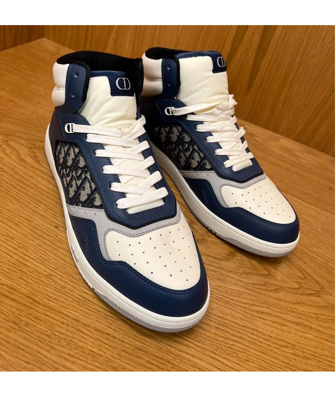 CHRISTIAN DIOR Темно-синие кожаные высокие кроссовки / кеды, фото 2