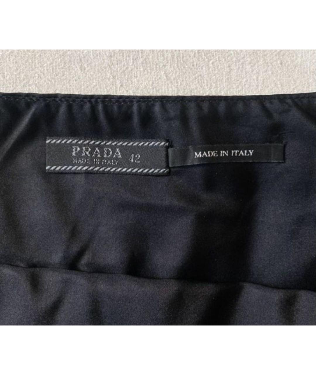 PRADA Черная шелковая юбка мини, фото 4