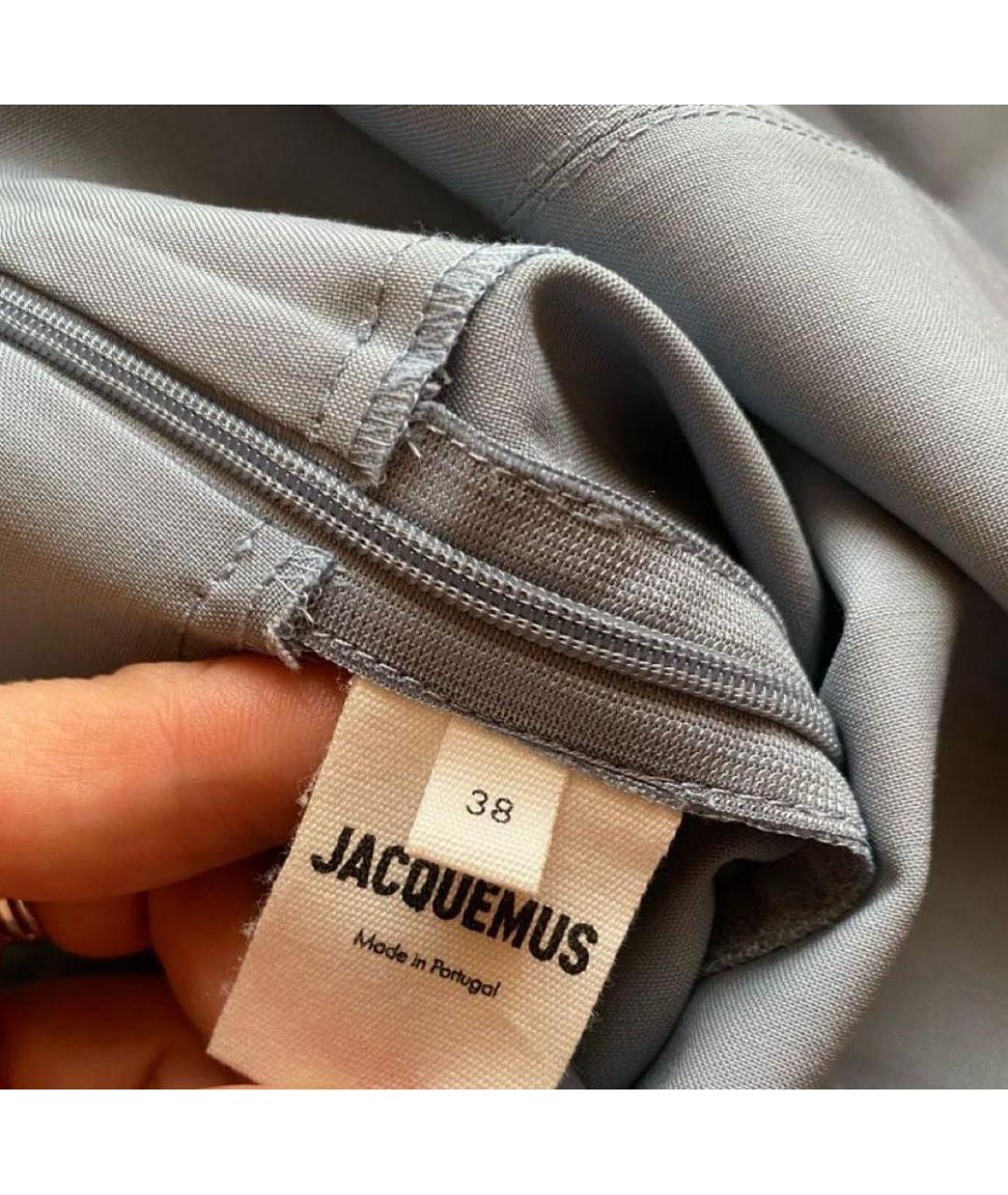 JACQUEMUS Голубое шерстяное коктейльное платье, фото 5