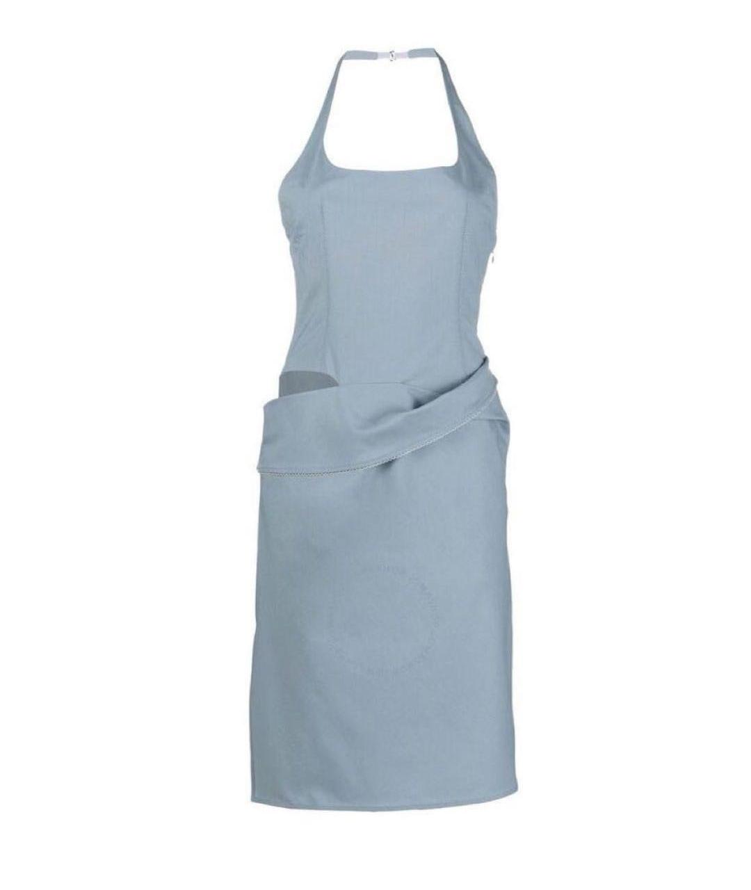 JACQUEMUS Голубое шерстяное коктейльное платье, фото 1