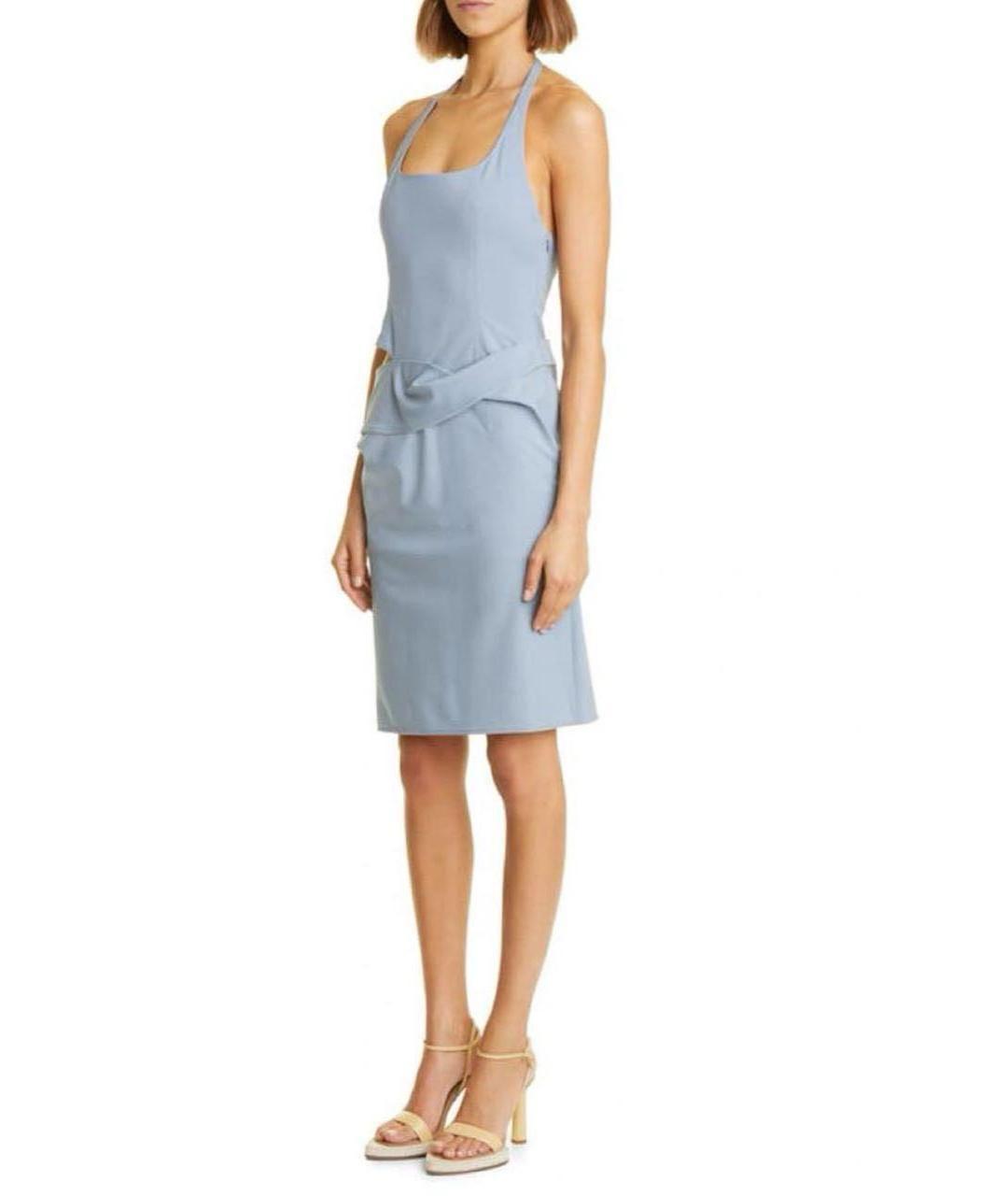 JACQUEMUS Голубое шерстяное коктейльное платье, фото 6