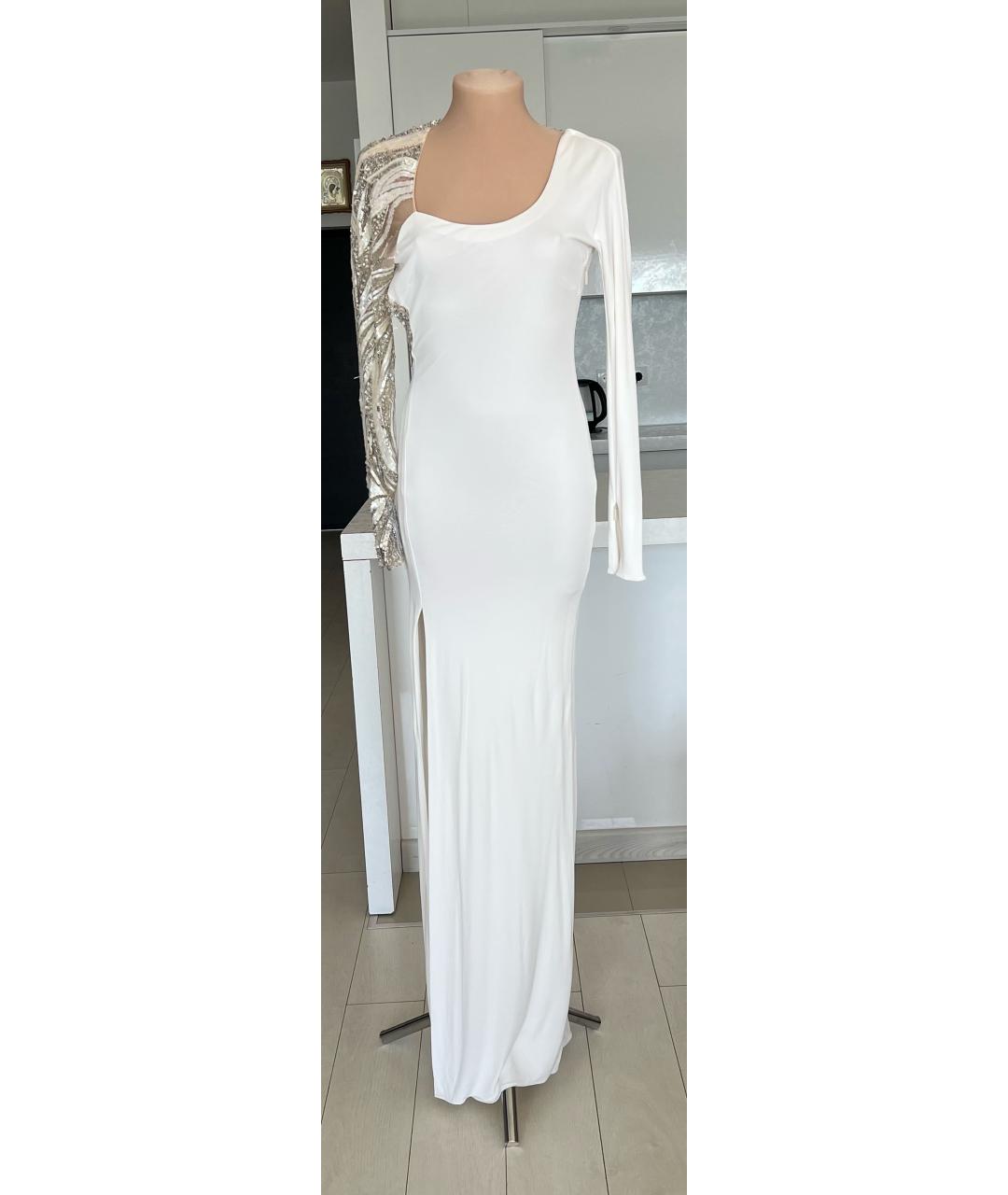 ROBERTO CAVALLI Белое вискозное вечернее платье, фото 8
