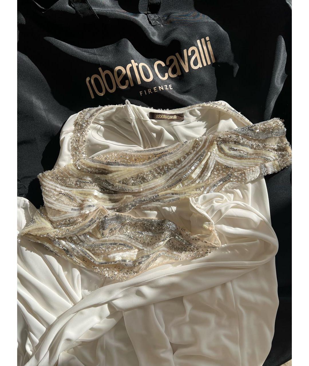 ROBERTO CAVALLI Белое вискозное вечернее платье, фото 4