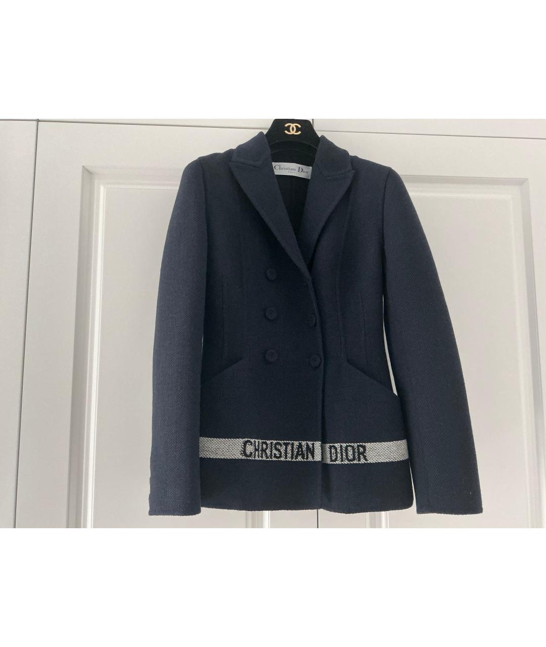 CHRISTIAN DIOR Синий шерстяной жакет/пиджак, фото 4