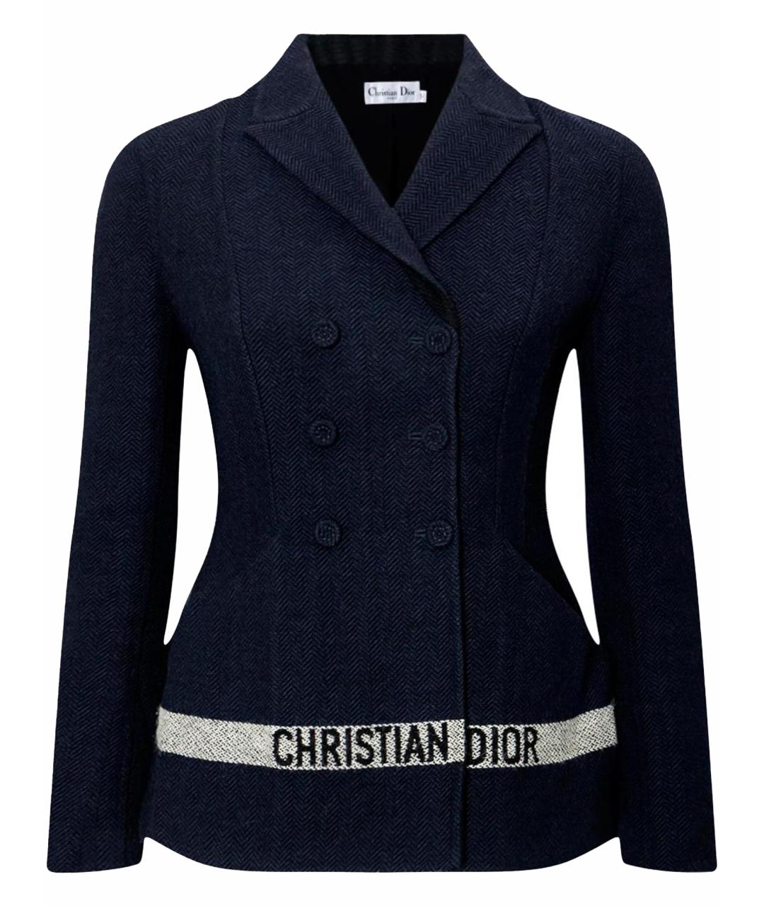 CHRISTIAN DIOR Синий шерстяной жакет/пиджак, фото 1