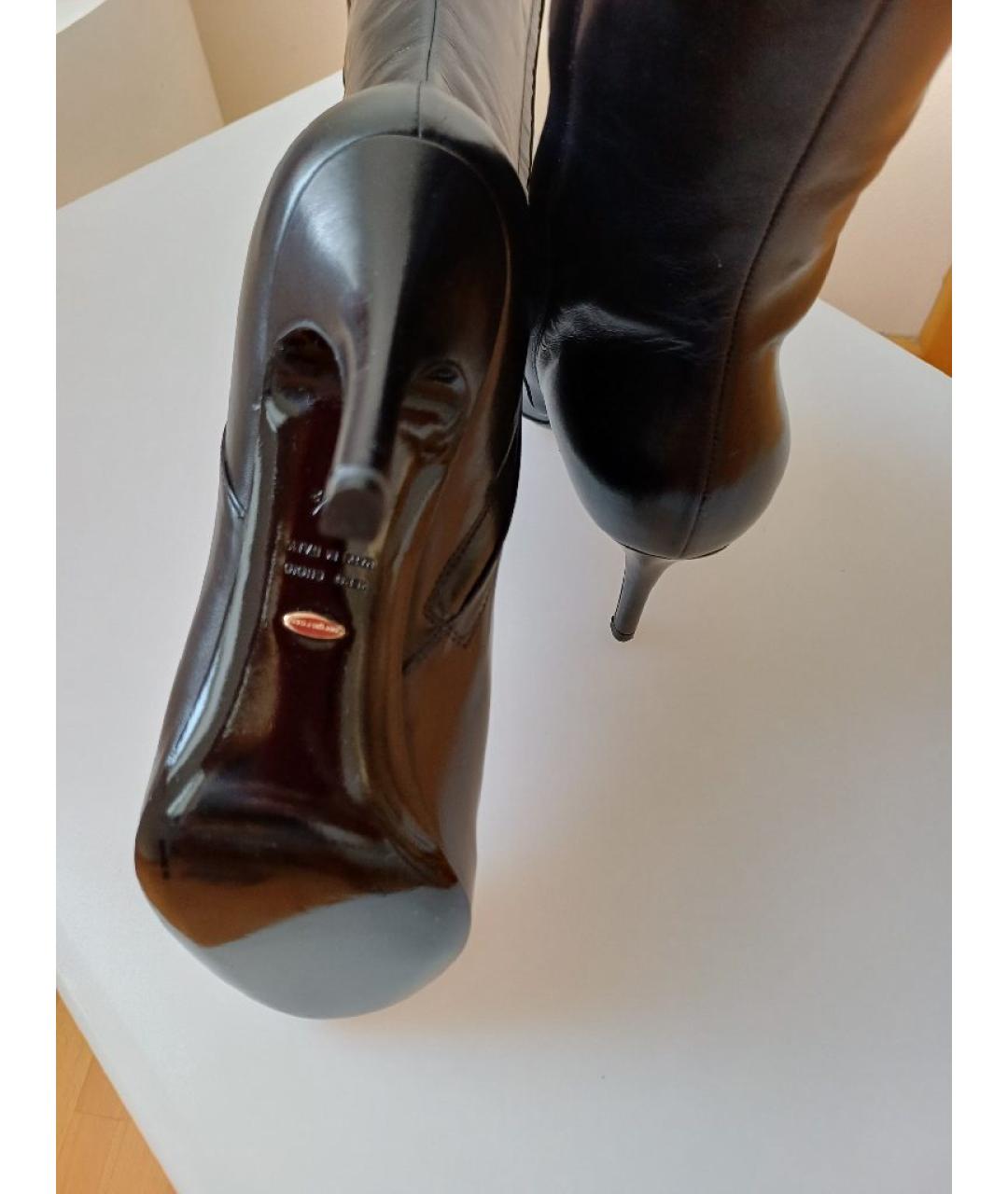SERGIO ROSSI Черные кожаные сапоги, фото 7