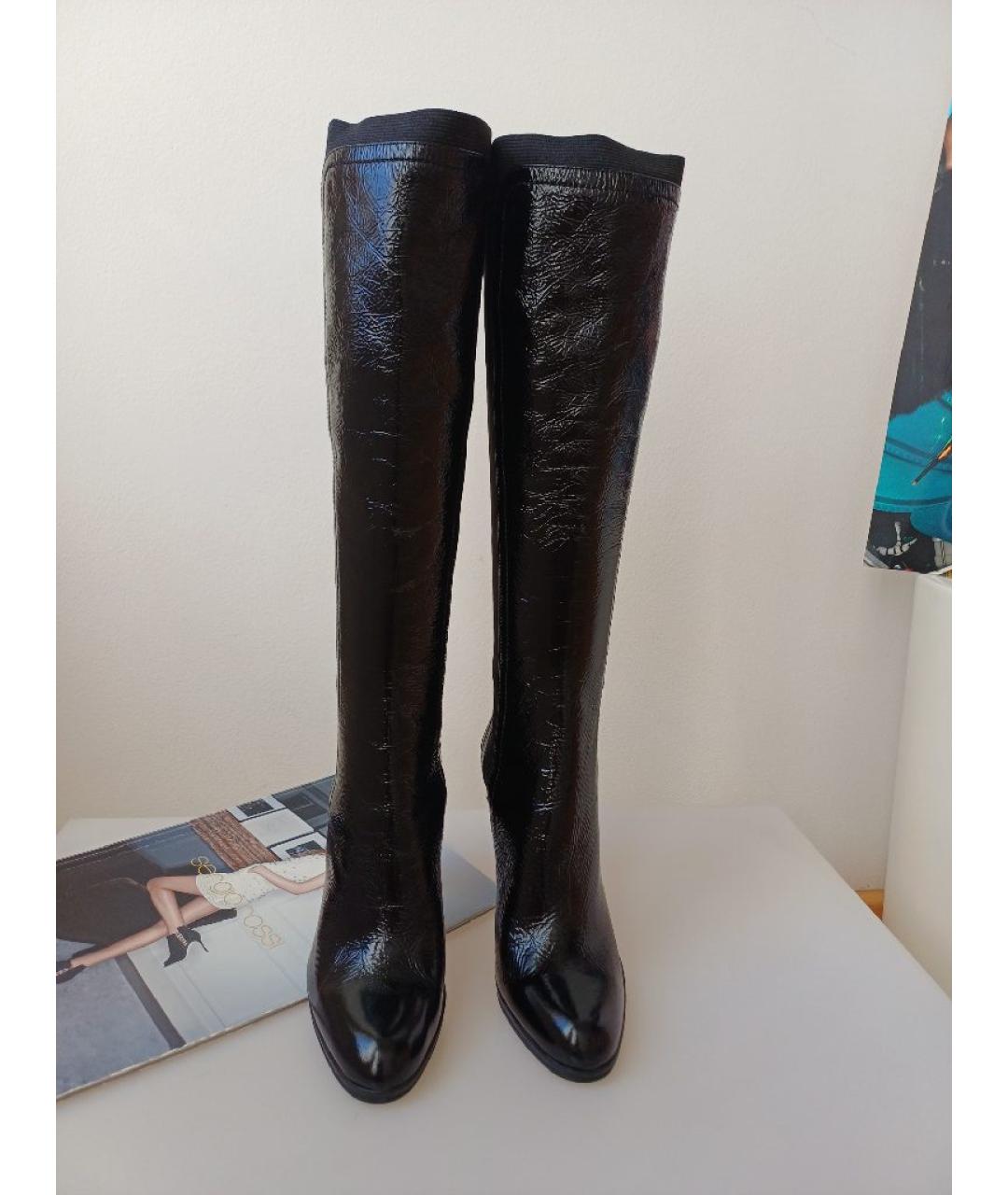 SERGIO ROSSI Черные сапоги из лакированной кожи, фото 5