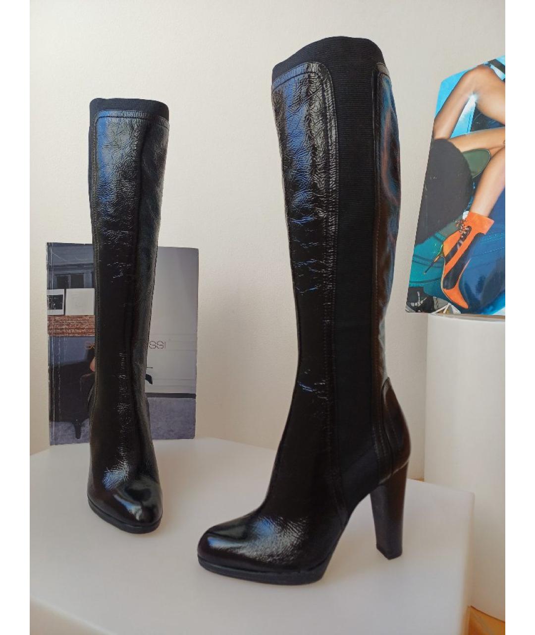 SERGIO ROSSI Черные сапоги из лакированной кожи, фото 4