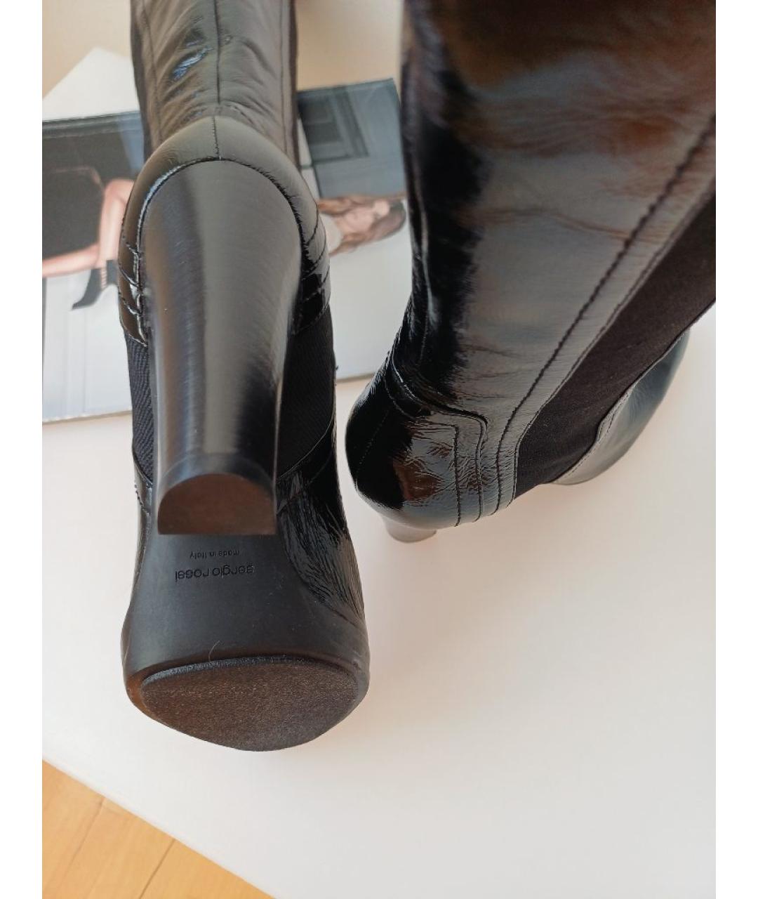 SERGIO ROSSI Черные сапоги из лакированной кожи, фото 7