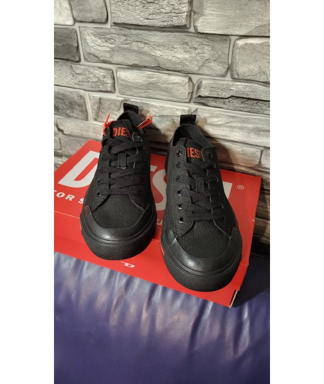 DIESEL Черные текстильные низкие кроссовки / кеды, фото 2