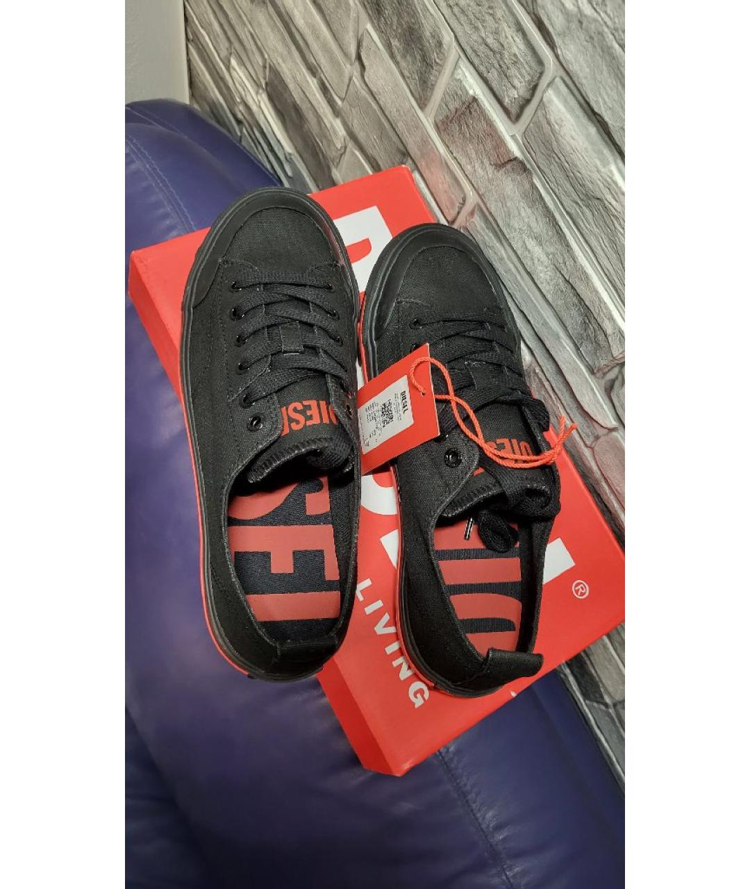 DIESEL Черные текстильные низкие кроссовки / кеды, фото 3