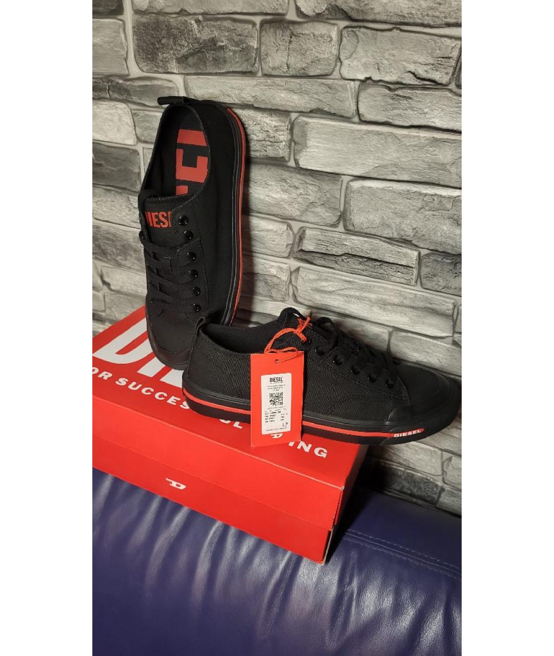 DIESEL Черные текстильные низкие кроссовки / кеды, фото 5