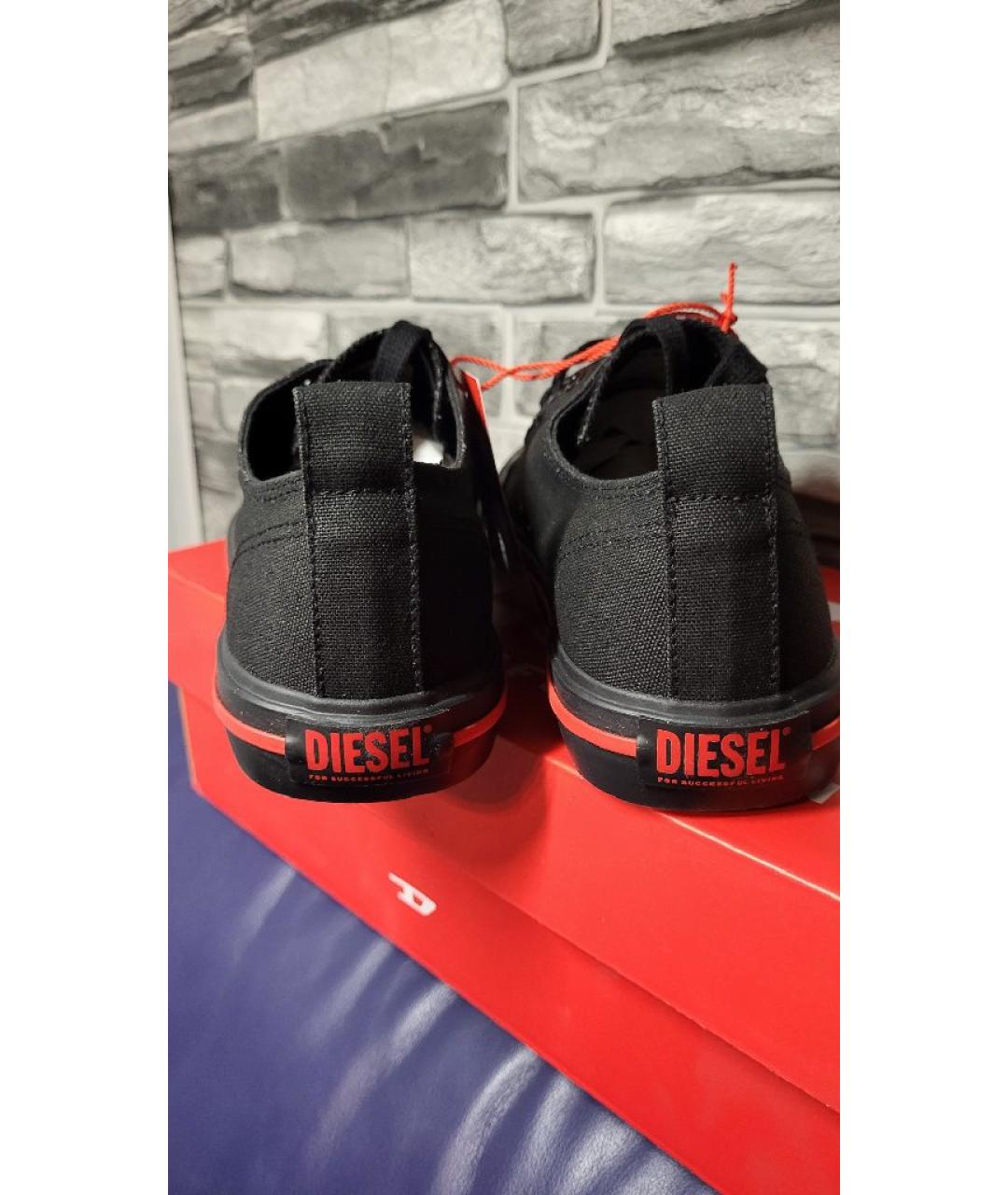 DIESEL Черные текстильные низкие кроссовки / кеды, фото 4