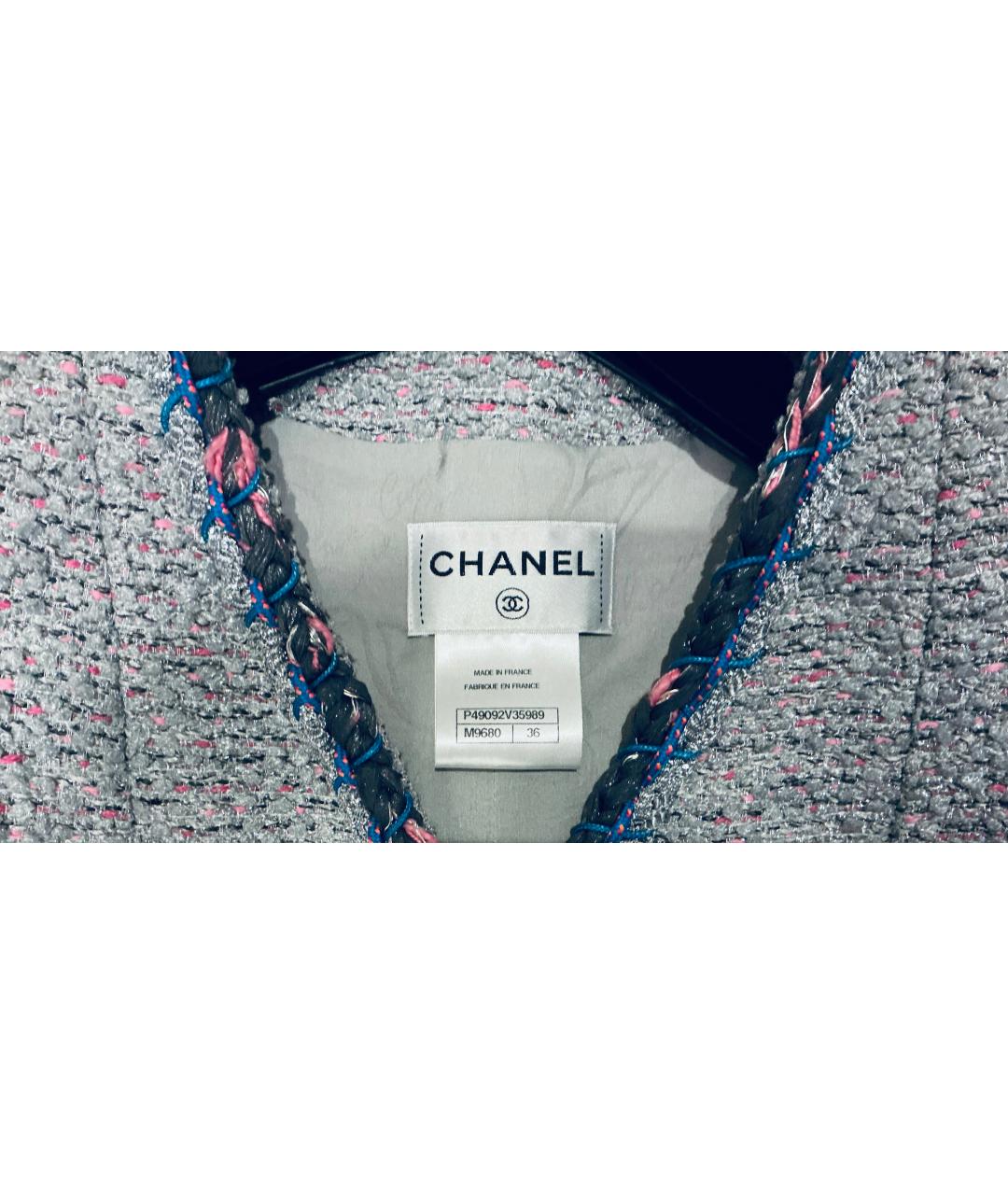 CHANEL Голубое твидовое повседневное платье, фото 3