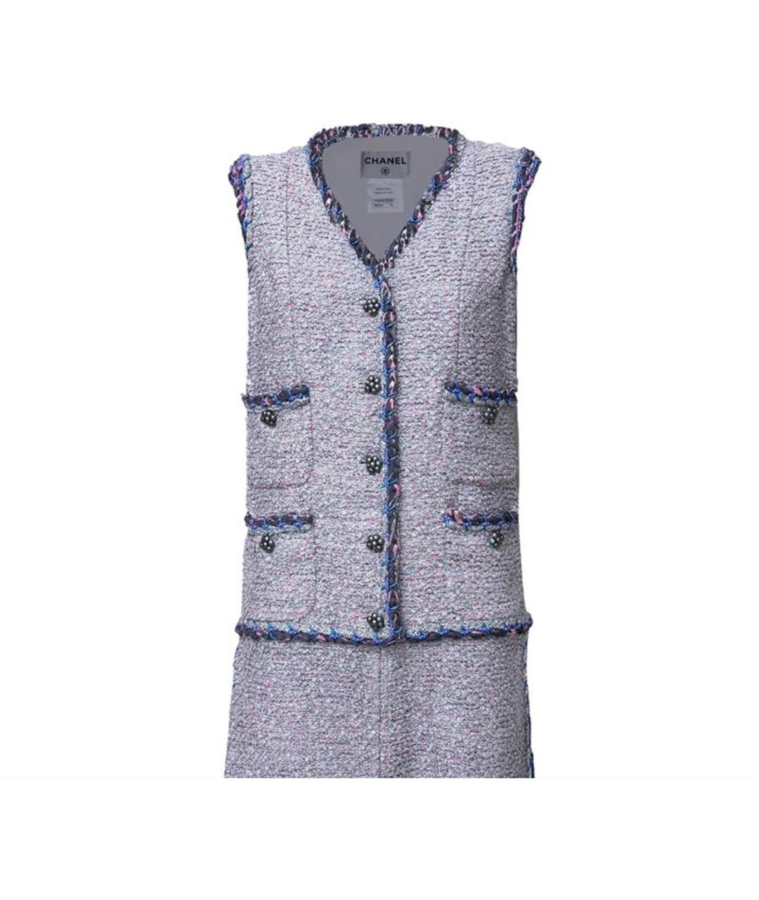 CHANEL Голубое твидовое повседневное платье, фото 1