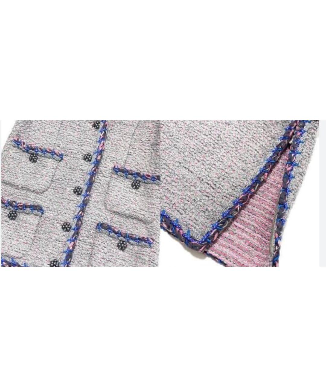 CHANEL Голубое твидовое повседневное платье, фото 4