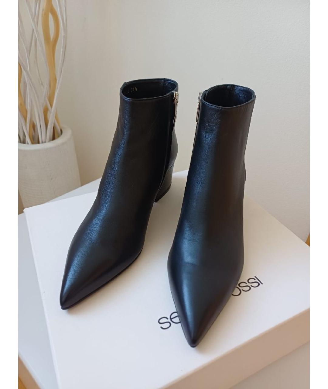 SERGIO ROSSI Черные кожаные ботильоны, фото 3