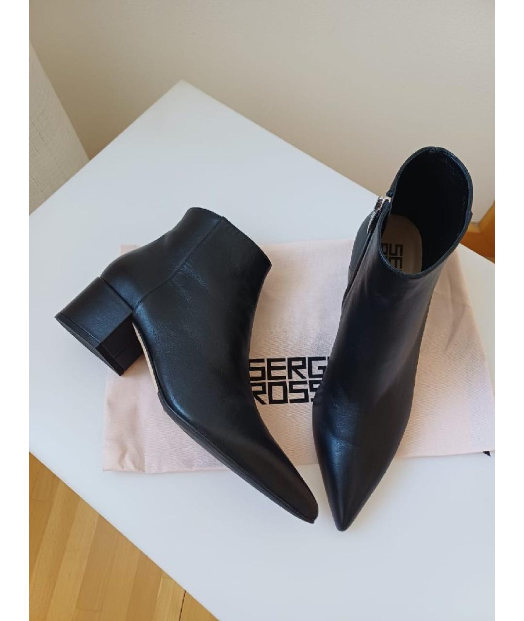 SERGIO ROSSI Черные кожаные ботильоны, фото 4