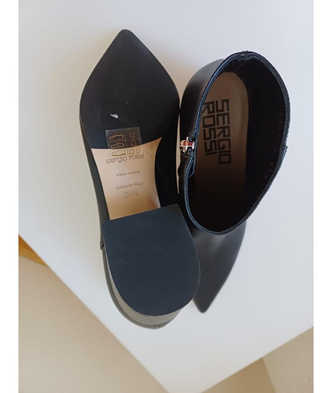 SERGIO ROSSI Черные кожаные ботильоны, фото 8