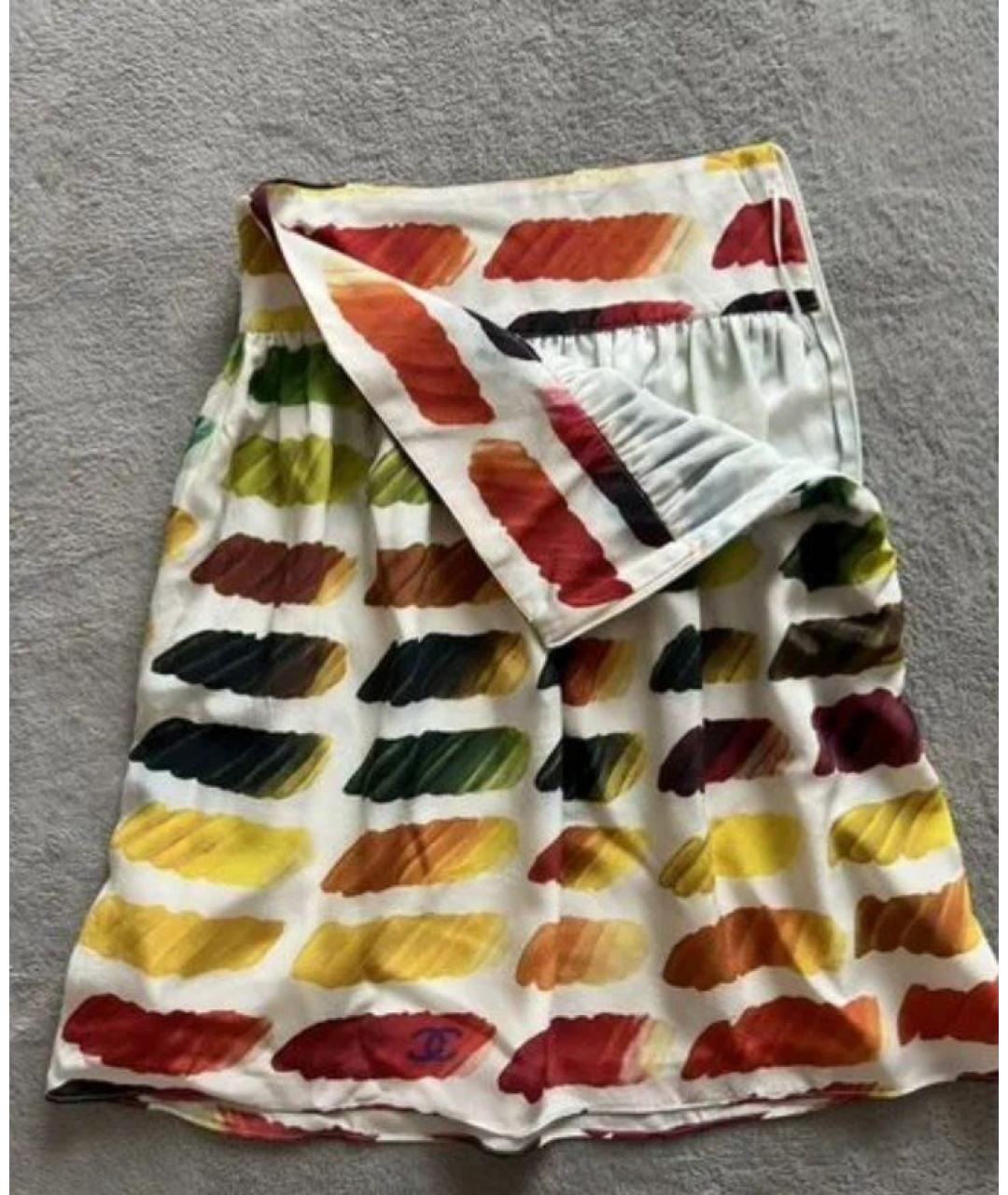 CHANEL Мульти шелковая юбка миди, фото 2