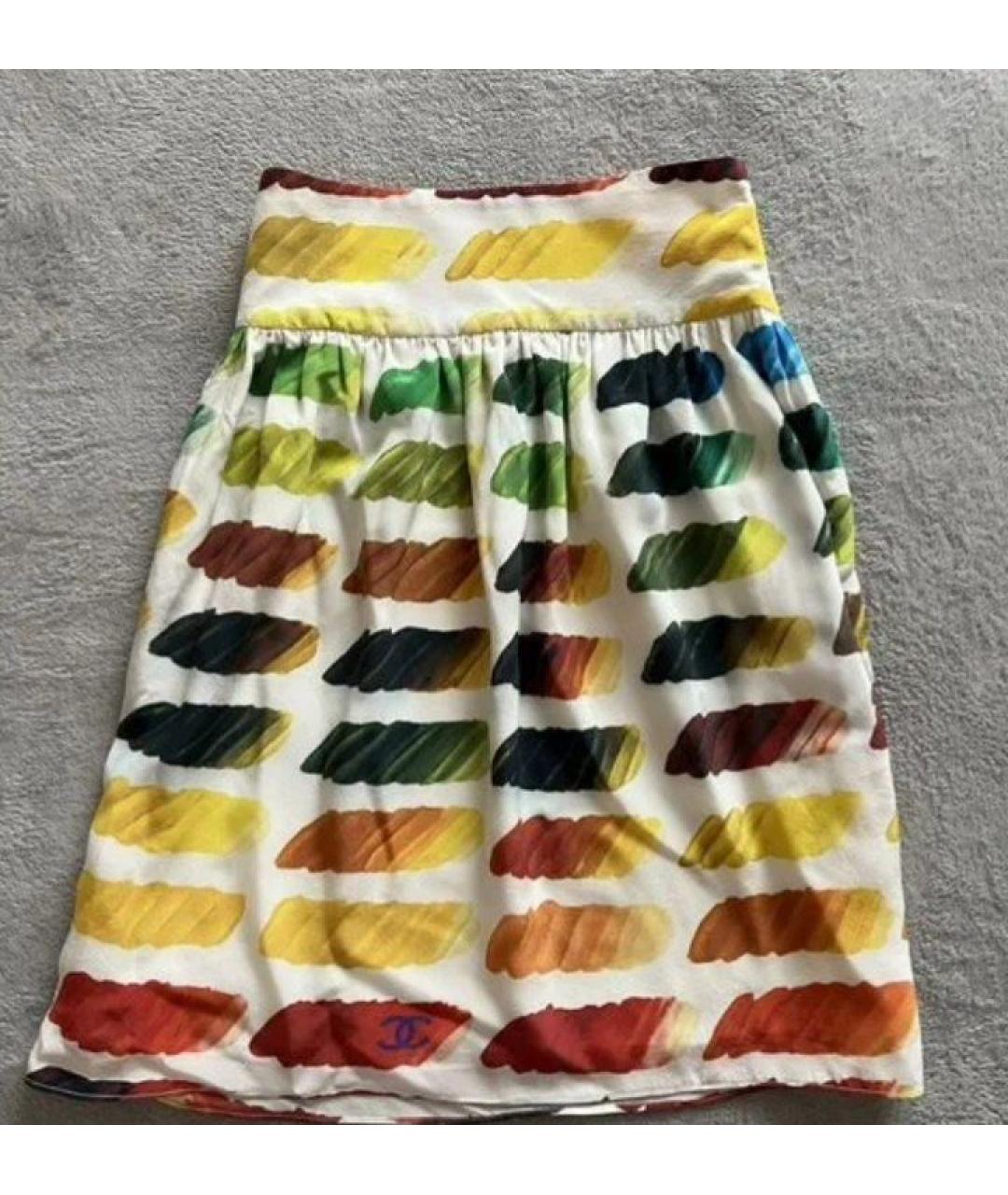 CHANEL Мульти шелковая юбка миди, фото 7