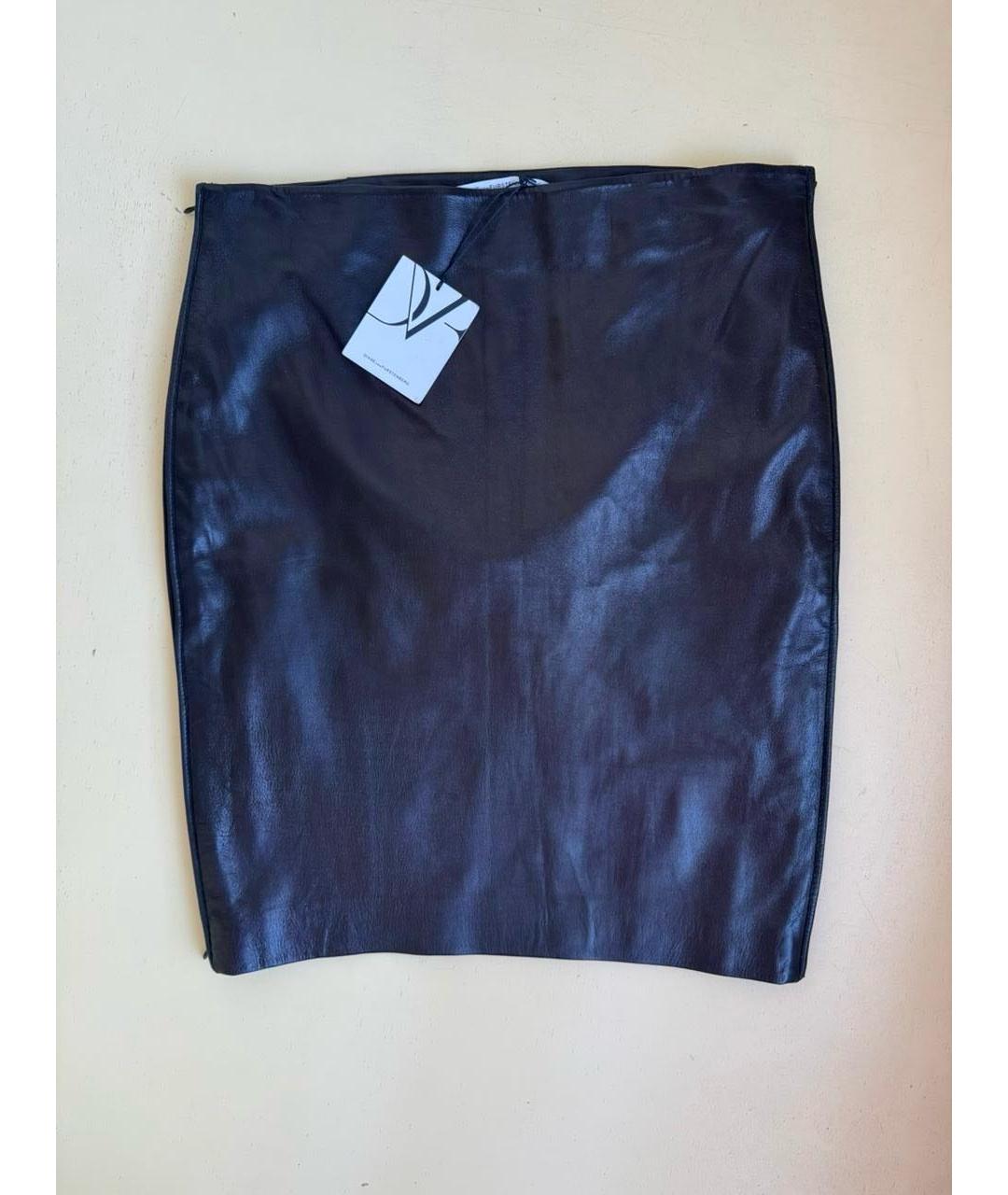 DIANE VON FURSTENBERG Черная кожаная юбка миди, фото 9