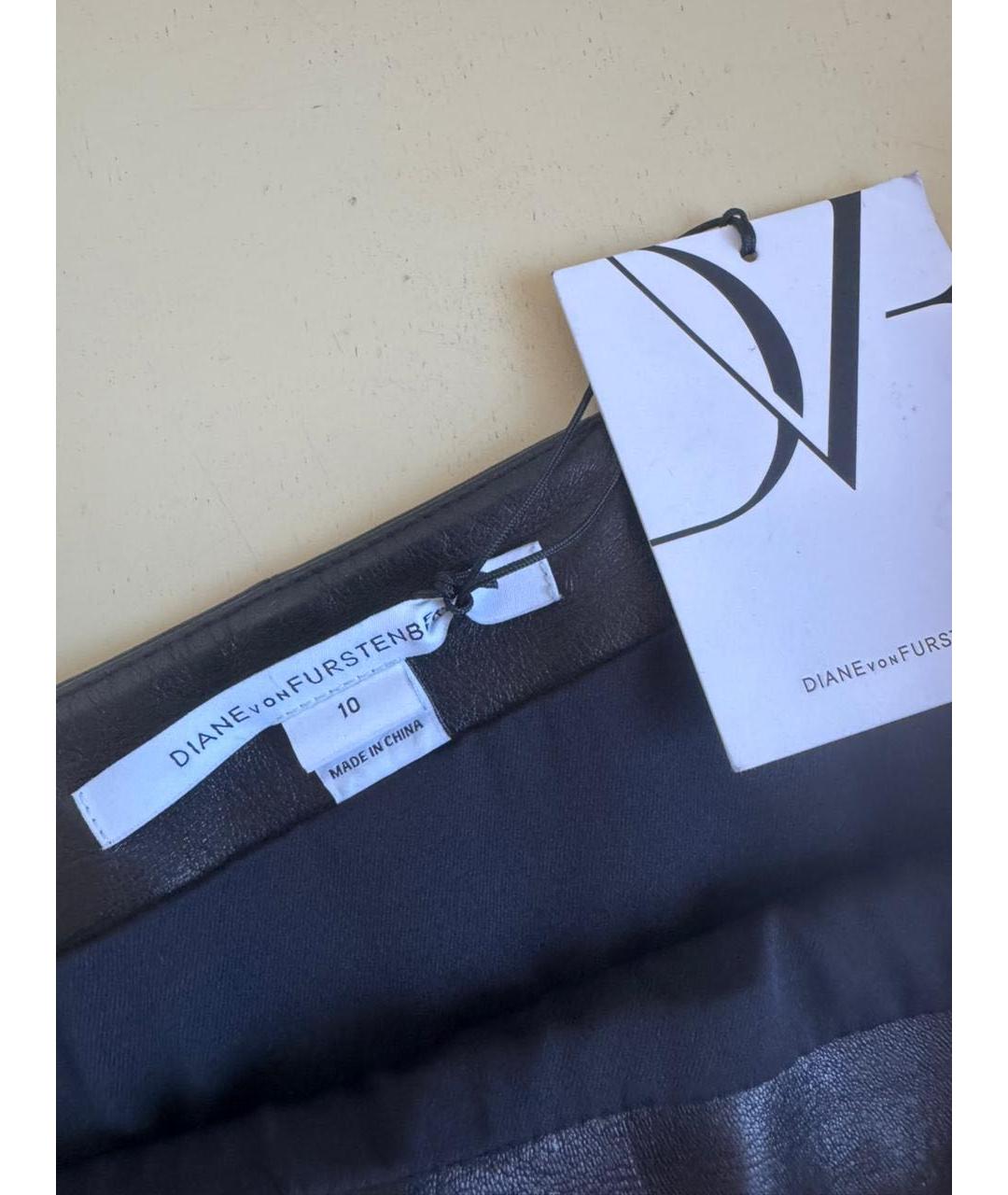 DIANE VON FURSTENBERG Черная кожаная юбка миди, фото 7