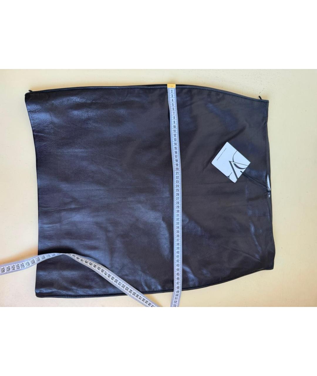 DIANE VON FURSTENBERG Черная кожаная юбка миди, фото 6