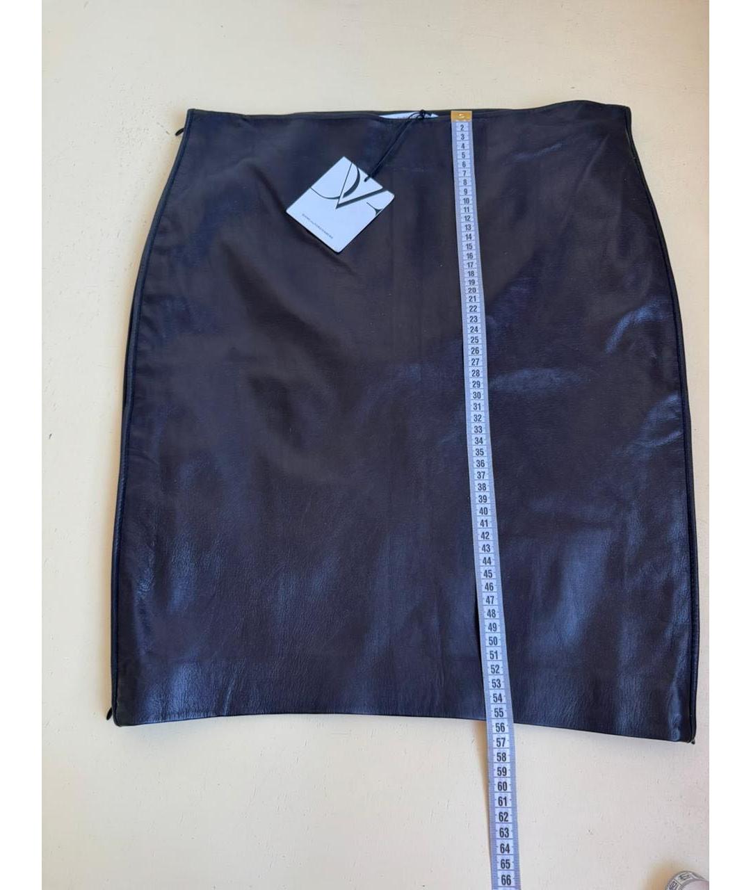 DIANE VON FURSTENBERG Черная кожаная юбка миди, фото 5