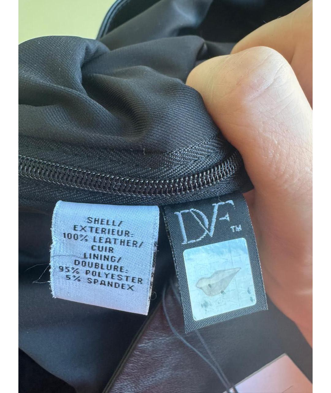 DIANE VON FURSTENBERG Черная кожаная юбка миди, фото 3