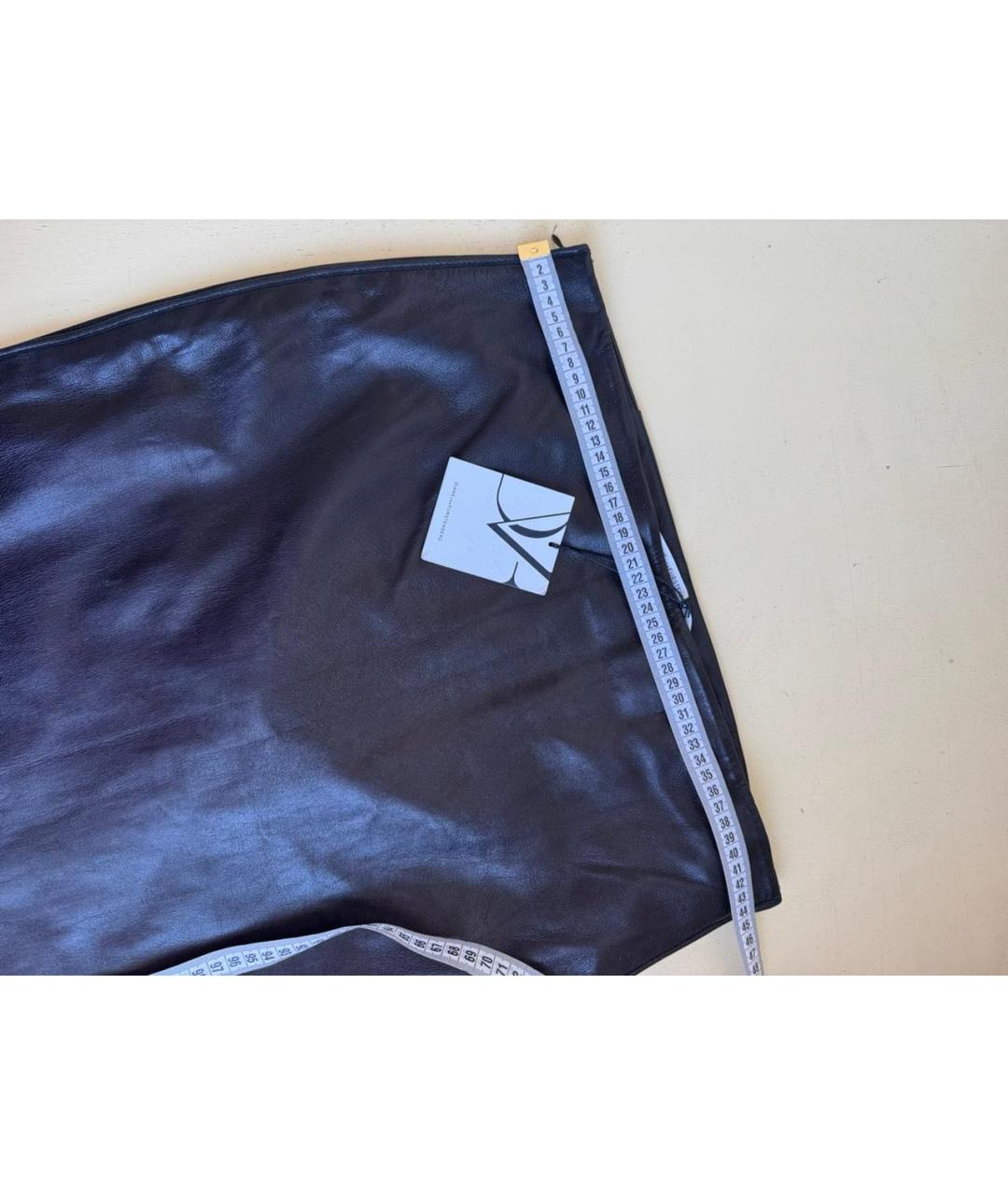 DIANE VON FURSTENBERG Черная кожаная юбка миди, фото 4