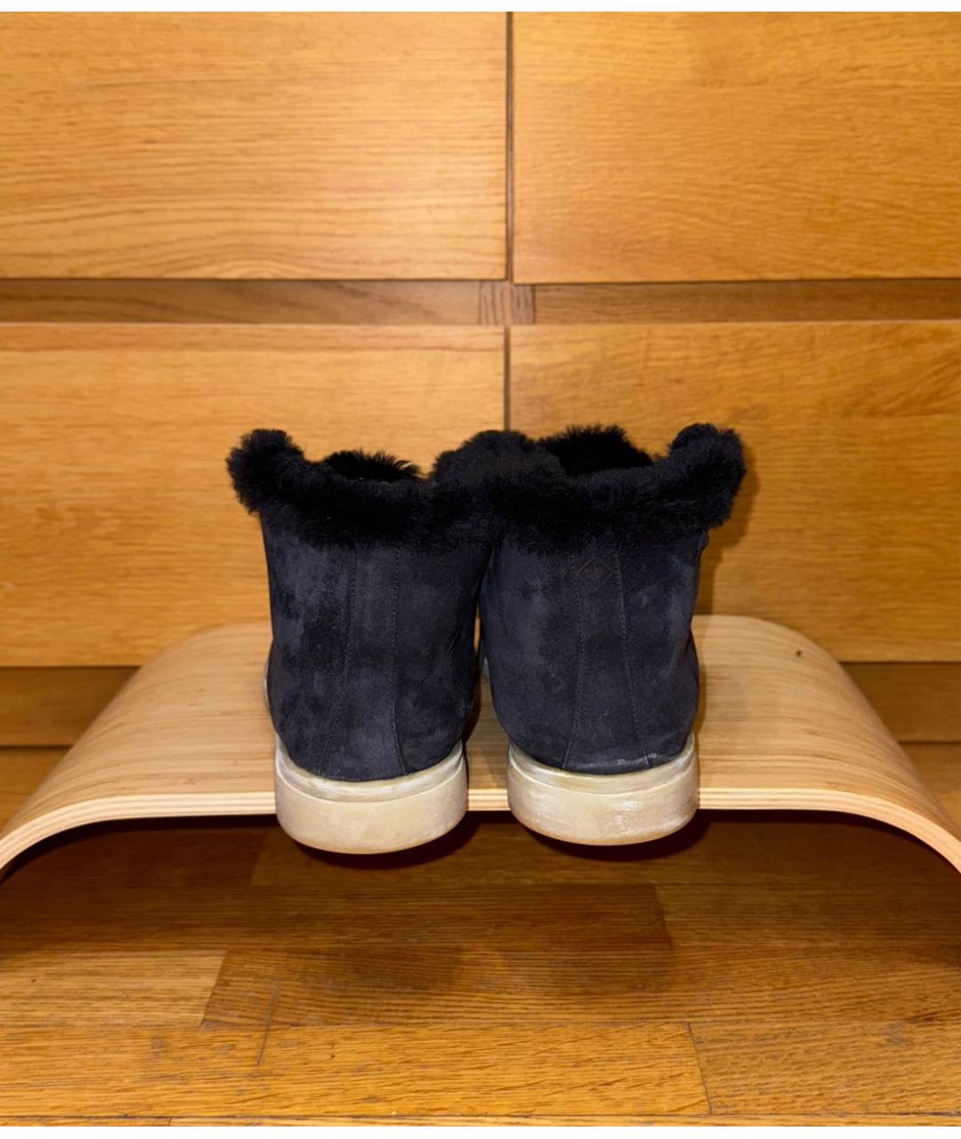 LORO PIANA Синие замшевые высокие ботинки, фото 4