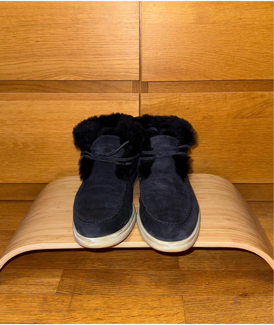 LORO PIANA Синие замшевые высокие ботинки, фото 2