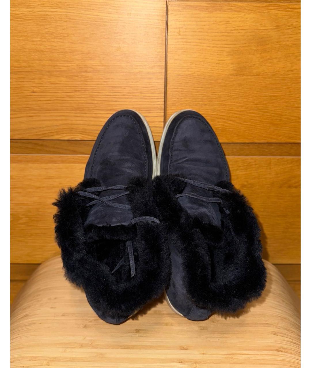 LORO PIANA Синие замшевые высокие ботинки, фото 3