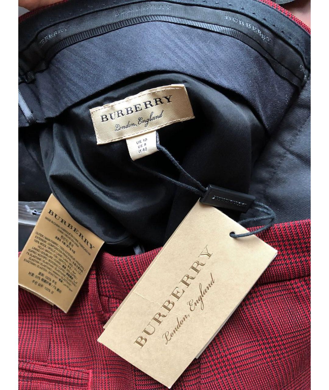 BURBERRY Бордовые шерстяные брюки узкие, фото 4