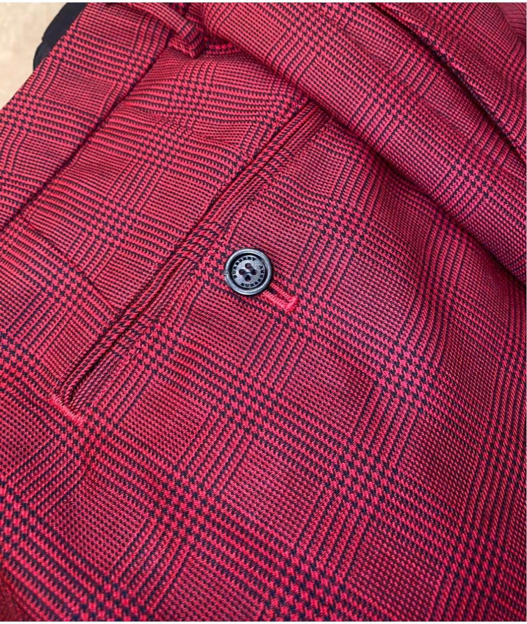 BURBERRY Бордовые шерстяные брюки узкие, фото 2