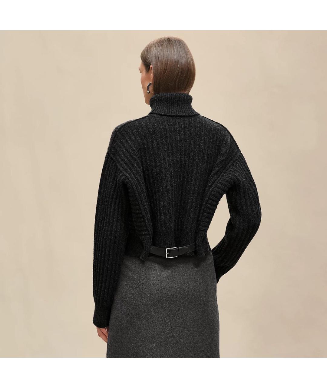 HERMES Черная шерстяная водолазка, фото 3
