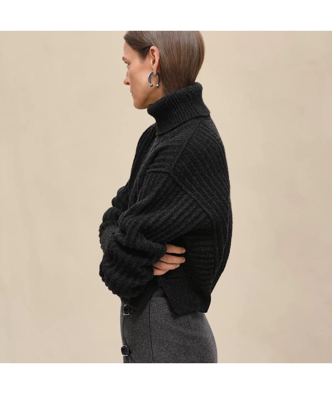 HERMES Черная шерстяная водолазка, фото 4